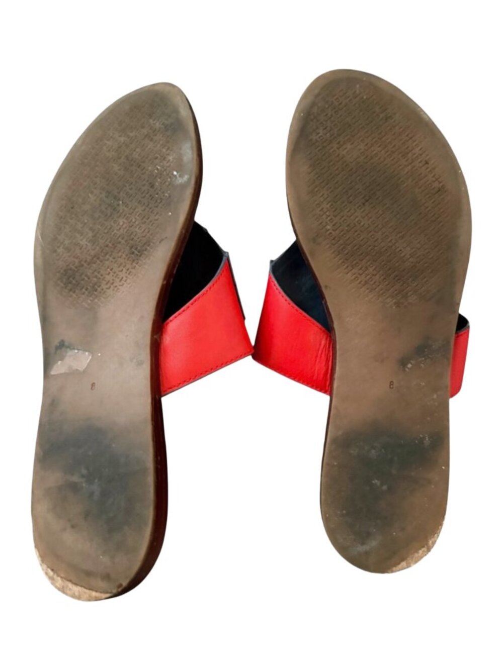 Tory Burch Miller Red Leather Thong Sandals Size 8 - Picture 3 of 5